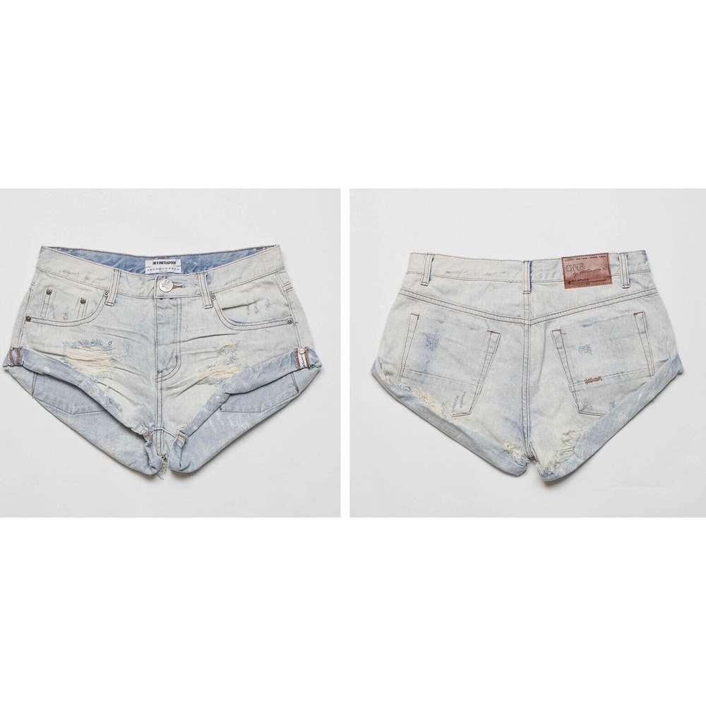 One Teaspoon NWT Bandits Low Waist Denim Shorts Diamonde Blue Size 31 MSRP $99
